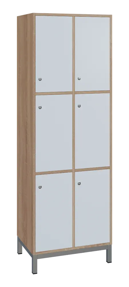 SBS-3322 šatní skříň 6-boxová, 1800x600x400 mm, kovové nohy, korpus dub bardolino, dvířka bílá